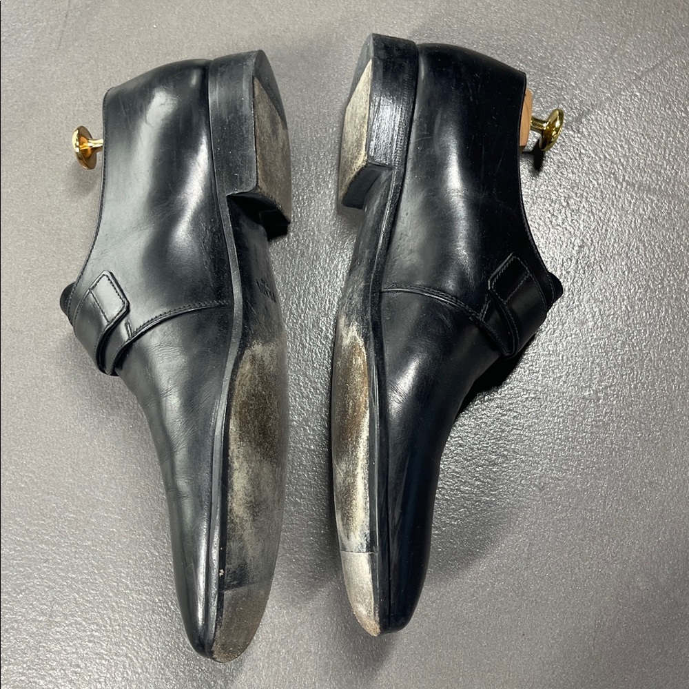Prada Black Leather Single Monk Strap Oxfords Mens Dress Shoes Leather Size 6 - Picture 4 of 10